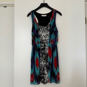 Mixed-print mini dress